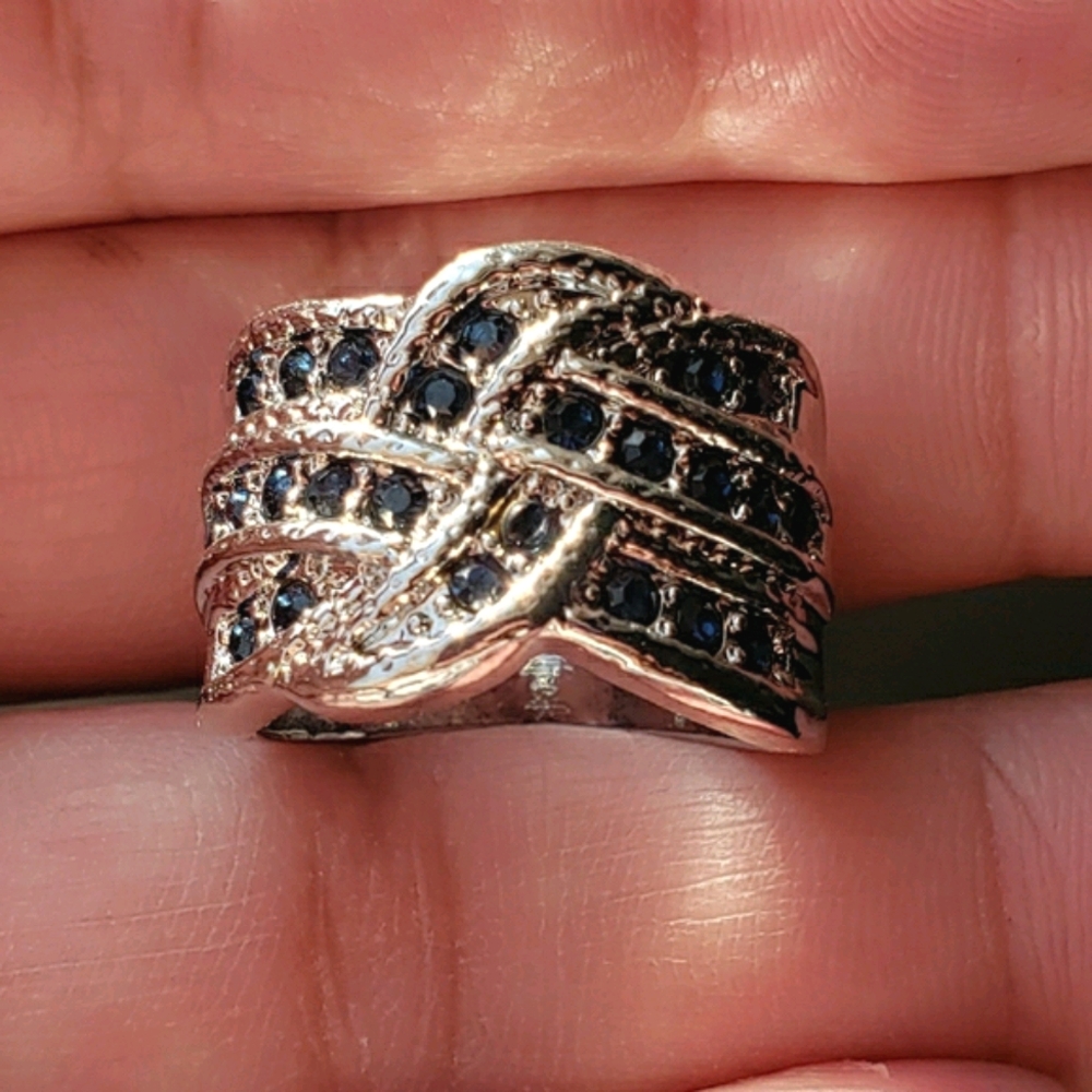 Silvertone Blue CZ Ring - Picture 8 of 8